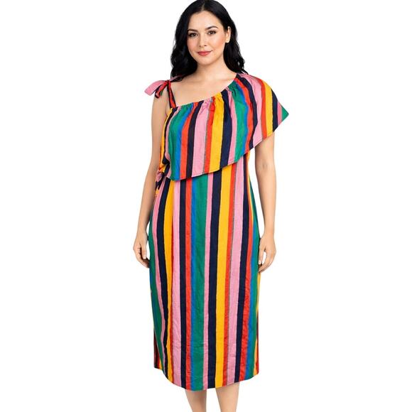 Who What Wear Dresses & Skirts - Who What Wear Maxi Dress Womens XXL Striped Multi Colored One Shoulder New